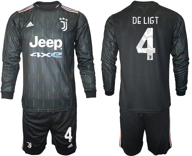 Men 2021-2022 Club Juventus away black Long Sleeve #4 Soccer Jersey